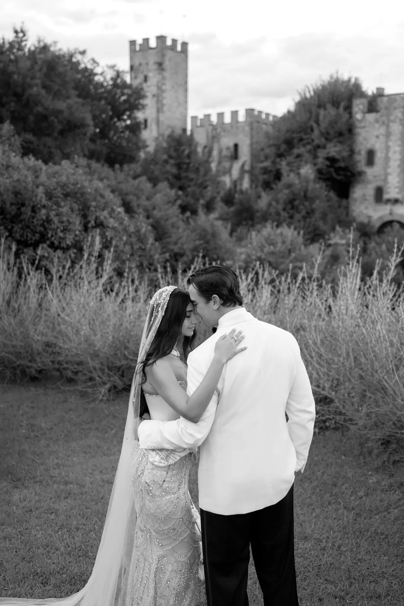 Rangana and Nick together in front of Castello di Montalto in Tuscany