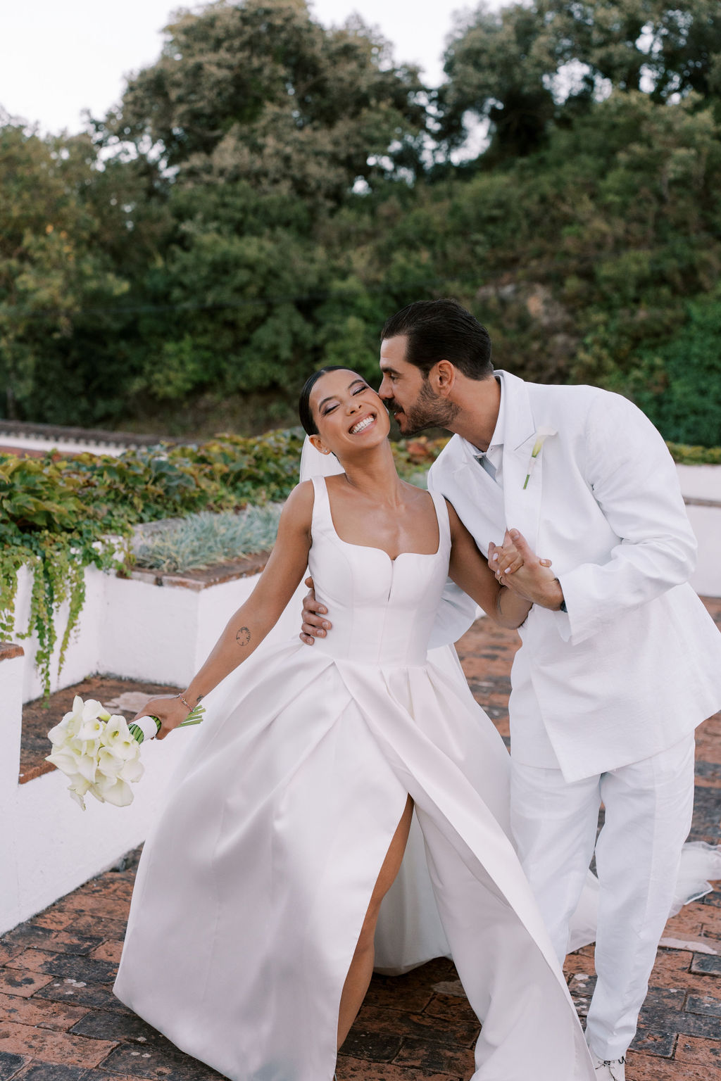 A quiet modern wedding portrait